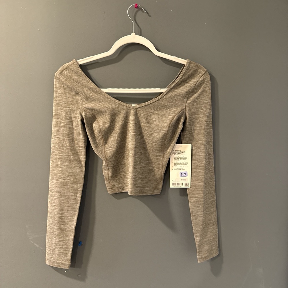 lululemon athletica Tan Long Sleeve Crop Top